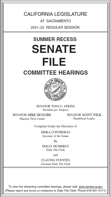 Senate File - Committee Hearings (PDF)
